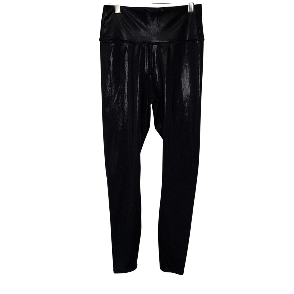 380 Leggings XS Black Metallic Foil High Waisted Tights